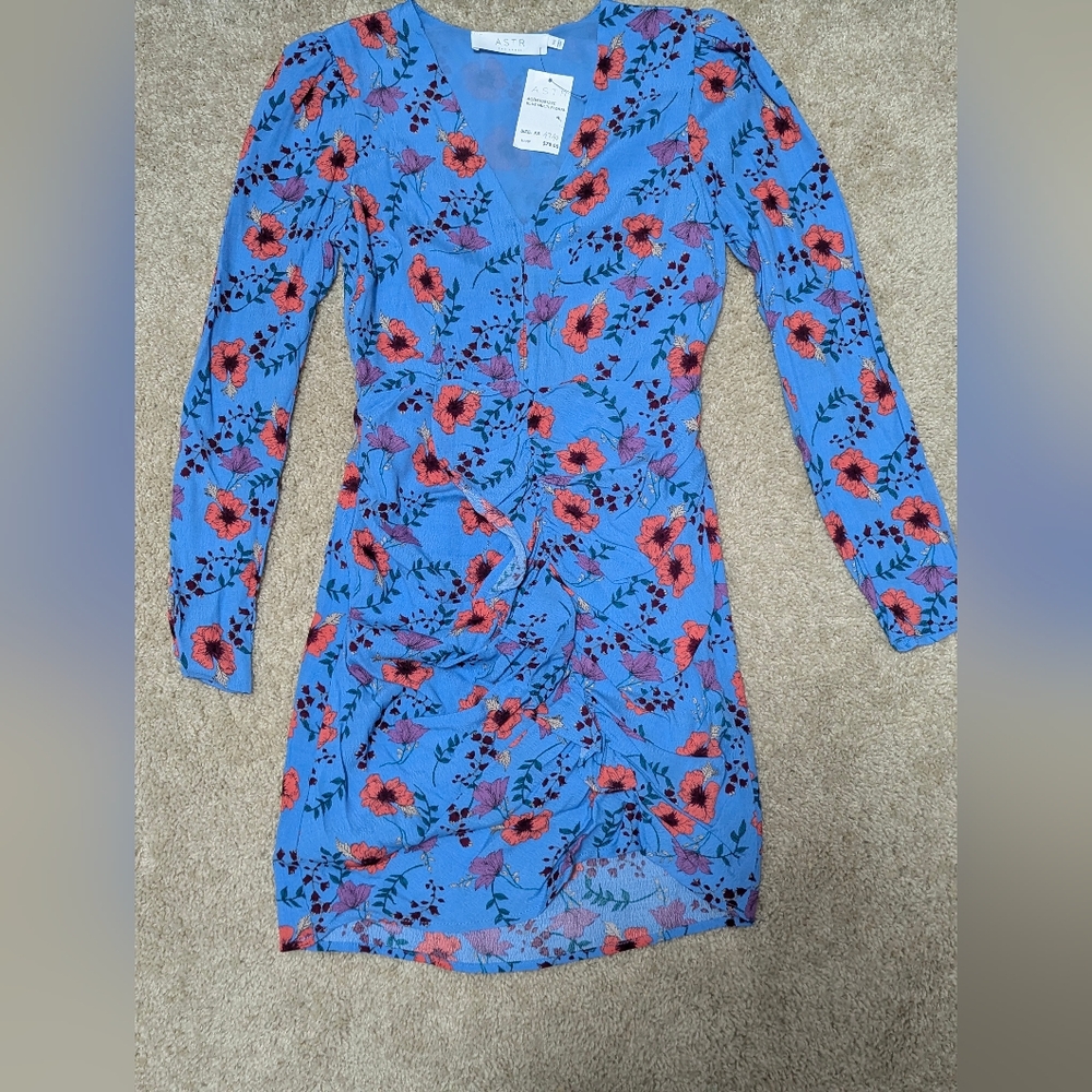 NWT ASTR the label ruched front dress